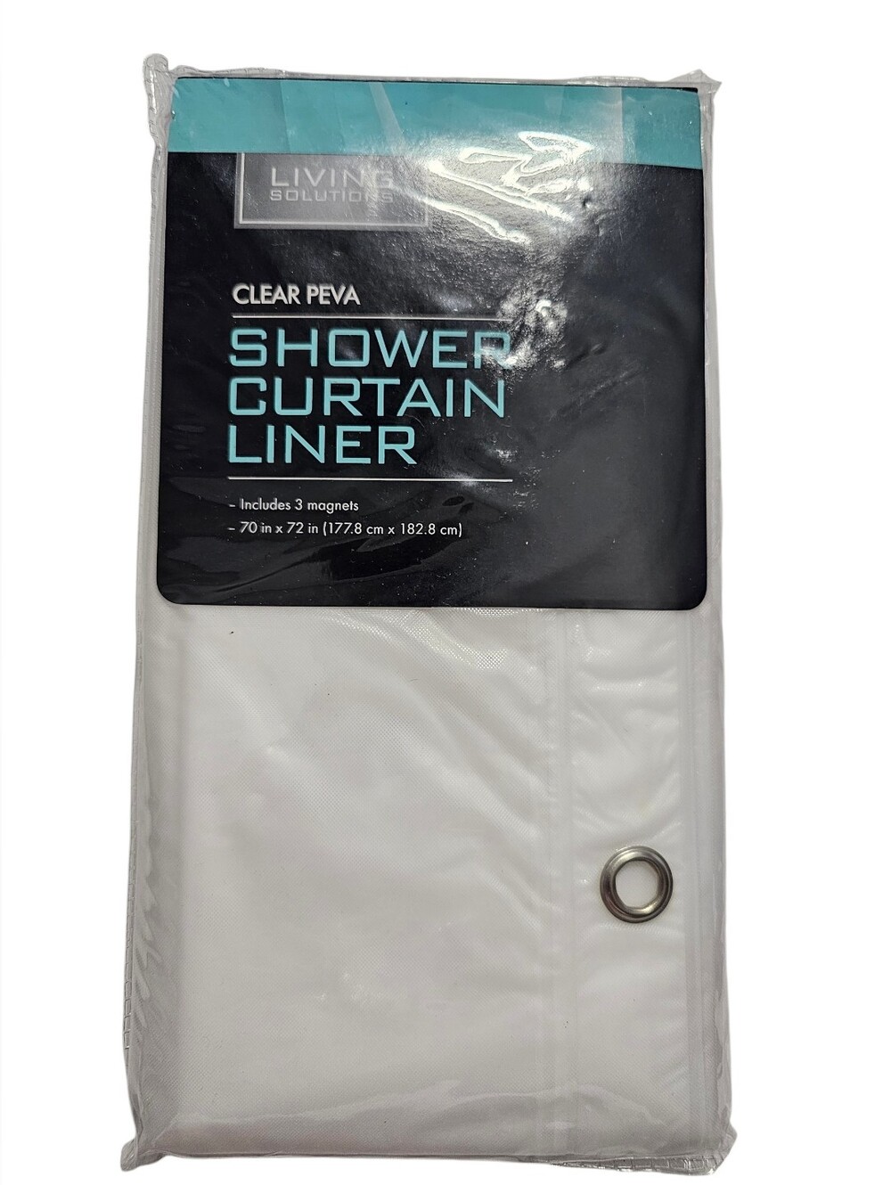 Living Solutions Clear PEVA Shower Curtain Liner - White